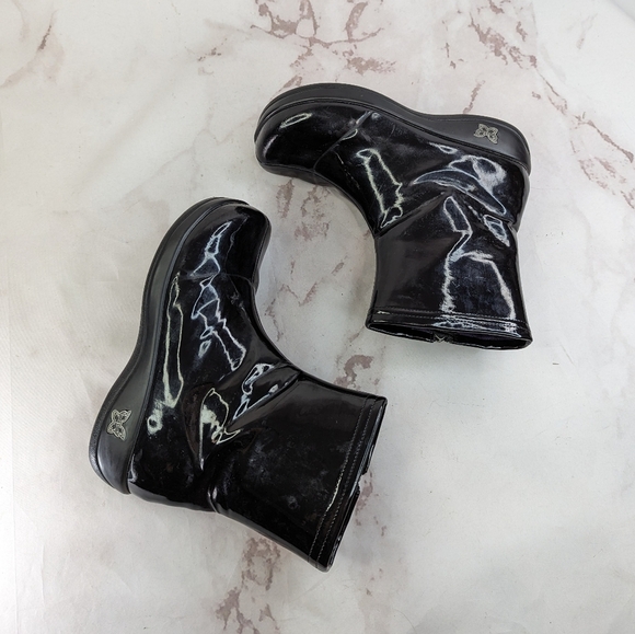 Alegria Boots Black Patent Raina US Size 7 EU 38 Waterproof Ankle Rain Wellie - Picture 7 of 10